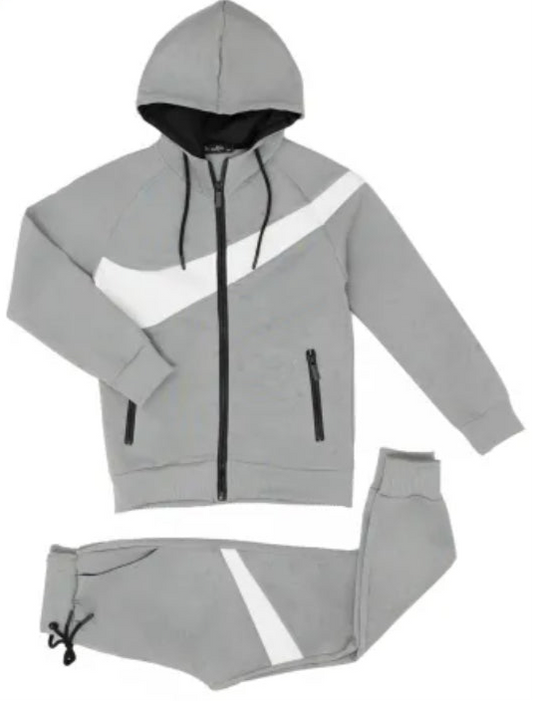 Boys Gray stripe distressed Tracksuit