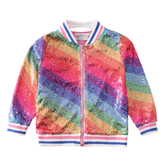 Rainbow Sequin bomber jacket