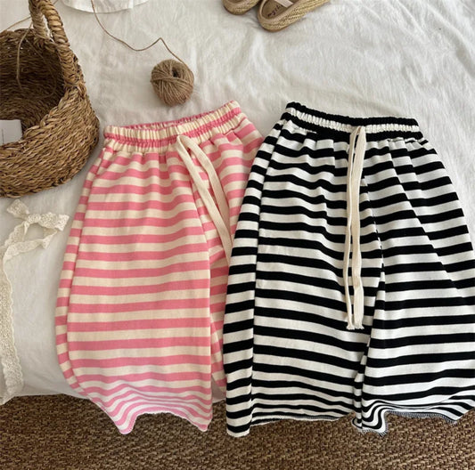 Stripe knit loose pants