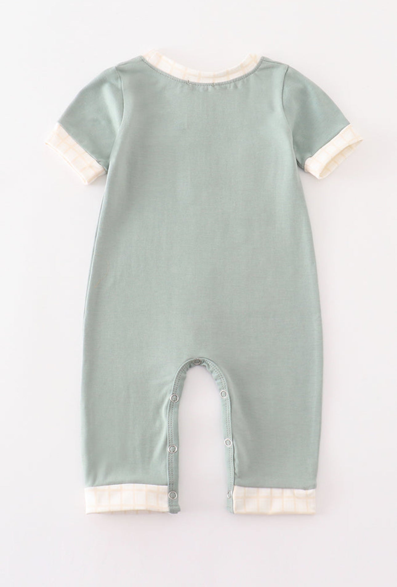 Green pumpkin embroidery boy romper