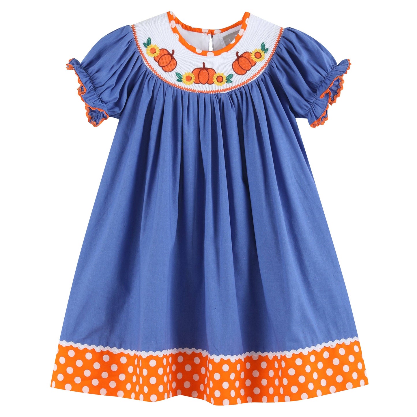 Blue Pumpkin Sunflower Smocked Bishop Dress